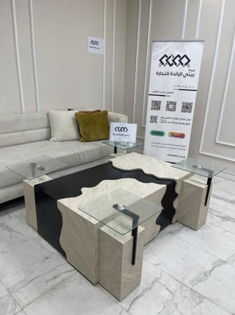 طقم طاولات 5 قطع مموج بديل الرخام