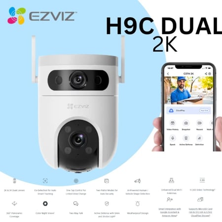 كاميرا  EZVIZ H9C 3K، من ايزفيز، لاسلكي، ابيض  مع البرمجة والتركيب (الرياض)