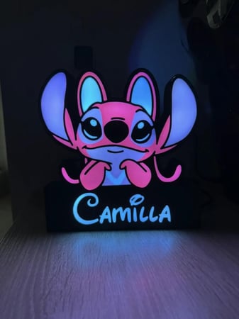 ديكور مضيء شخصية Stitch بتصميم كرتوني لطيف + اسم مخصص