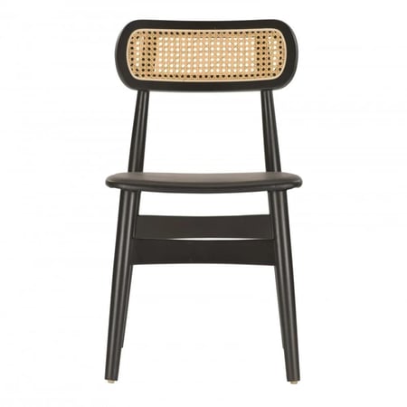 كرسي خشب وجلسه جلد وظهر رتان