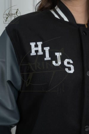 جاكيت سينيور - لون اسود بأكمام جلد أسود