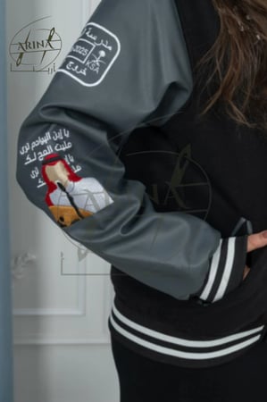 جاكيت سينيور - لون اسود بأكمام جلد أسود