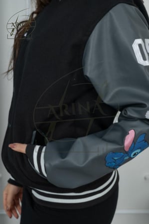 جاكيت سينيور - لون اسود بأكمام جلد أسود