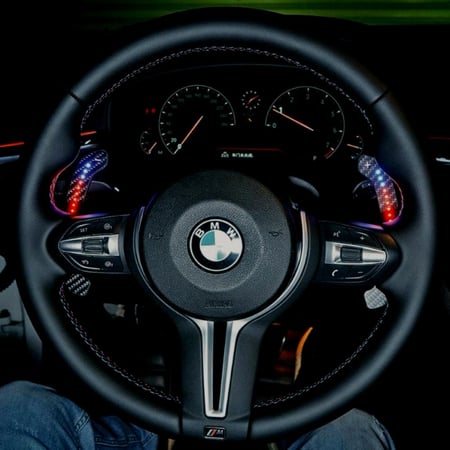 BMW, Mini Cooper, Toyota Supra مبدل سرعات رياضي LED كاربون فايبر أسود مغناطيسي + تطبيق تحكم عبر الجوال