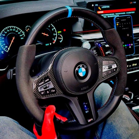 BMW, Mini Cooper, Toyota Supra مبدل سرعات رياضي LED كاربون فايبر أسود مغناطيسي + تطبيق تحكم عبر الجوال