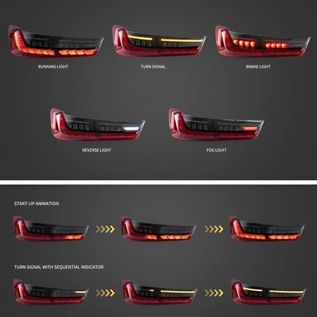BMW G20/G28/G80 3 Series/M3 2019-2022 شمعات خلفية غامق مطورة تقنية OLED