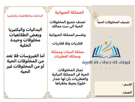 مطوية تصنيف المخلوقات الحية
