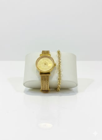 ساعة نسائية ذهبيه بسوار كابل ذهبي
