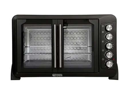 GSEO100BFQ جنرال سوبريم فرن كهربائي سعة 100 لتر، باب فرنسي، 5 مقابض تحكم، 2800 واط, GSEO100BFQGSEO100BFQ General Supreme 100L Electric Oven, French Door, 5 Control Knobs, 2800W, GSEO100BFQ