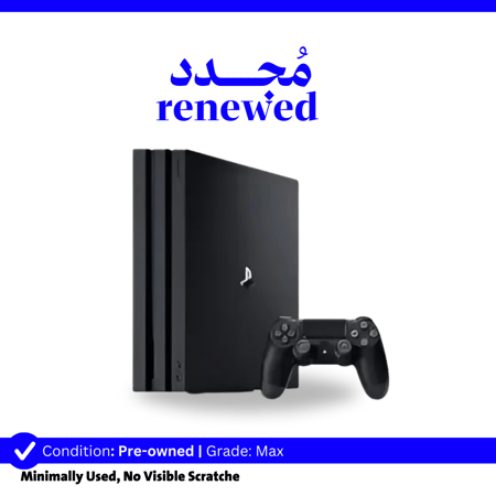 جهاز بلايستيشن 4 برو مجدد سعة 1 تيرابايت - لون أسود- ضمان سنةRefurbished PlayStation 4 Pro 1TB console - black color - one year warranty