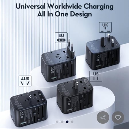 راف باور- فيش السفر مع منفذين تايب سي ومنفذ USB بقوة 65 واط + كيبل تايب سي 100 واط