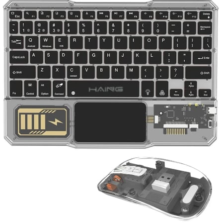 مجموعة لوحة مفاتيح عربي/إنجليزي وماوس لاسلكية تعمل بالشحن (HI-WMK78)