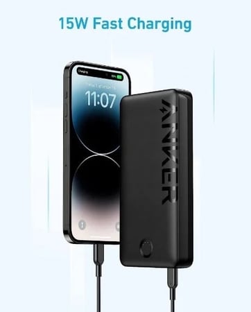 بطارية متنقلة بسعة 20,000 ملي امبير بقوة 15 واط - اسود