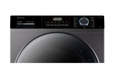 GSFL100WH جنرال سوبريم غسالة تعبئة أمامية 10 كيلو,14 برنامج , إنفيرتر ،فضي غامق, GSFL100WHGSFL100WH  General Supreme Front Load Washing Machine, 10 kg, 14 Programs, Inverter, Dark Silver, GSFL100WH