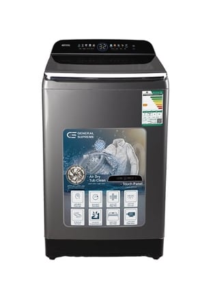 GS12BT25KS جنرال سوبريم غسالة اوتوماتيك تعبئه علوية 12 كيلو، 10 برنامج , فضي غامق, GS12BT25KS