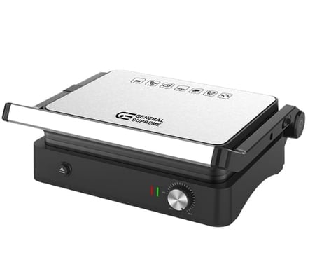 GSCG20SO جنرال سوبريم شواية كهربائية، سطح غير لاصق، قابلة للفتح 180°، تحكم بالحرارة ووعاء جمع الدهون، 2000 واط ، GSCG20SOGSCG20SO  General Supreme Electric Grill, Non-stick Surface, 180° Opening, Temperature Control and Grease Collection Tray, 2000W, GSCG