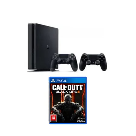 جهاز بلايستيشن 4 جديد سليم سعة 500 جيجابايت مع ذراع تحكم إضافية ولعبة Call Of Duty: Black Ops IIINew PlayStation 4 Slim 500GB Console with Extra Controller and Call Of Duty: Black Ops III