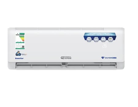 GSINV24H جنرال سوبريم مكيف هواء سبليت دايموند بلو, سعة تبريد حقيقية 21,200 وحدة, ريش ذهبية, تنظيف ذاتي, خاصية الاستشعار, حار/ بارد انفيرترGSINV24H General Supreme Diamond Blue Split Air Conditioner, 21,200 BTU Actual Cooling Capacity, Gold Fins, Self-Cle