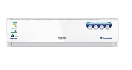 GSINV30C جنرال سوبريم مكيف هواء سبليت دايموند بلو, سعة تبريد حقيقية 27,400 وحدة, ريش ذهبية, تنظيف ذاتي, خاصية الاستشعار, توزيع الهواء في أربع اتجاهات. انفيرترGSINV30C General Supreme Diamond Blue Split Air Conditioner, 27,400 BTU Actual Cooling Capacity,