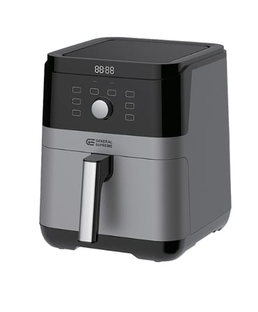 GSAF52MM جنرال سوبريم قلاية هوائيةسعة 5.5 لتر، تحكم رقمي، 1550-1850 واط، سلفر,GSAF52MM