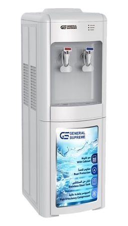 GS5660WT جنرال سوبريم، برادة مياه بارد / ساخن، تحميل علوي، خزان ستانلس، كمبروسر عالي الأداء قفل أمان للأطفال، أبيض، GS5660WTGS5660WT  General Supreme, Hot/Cold Water Dispenser, Top Loading, Stainless Steel Tank, High-Performance Compressor, Child Safety L