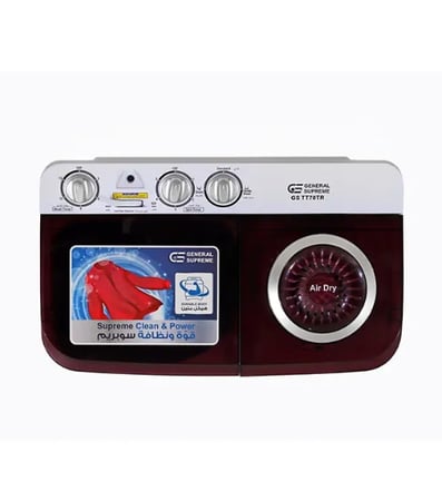 GSTT70TR جنرال سوبريم , غسالة نصف أوتوماتيك حوضين ,7 كجم ,ابيض/أحمر , GSTT70TRGSTT70TR  General Supreme, Twin Tub Semi-Automatic Washing Machine, 7 kg, White/Red, GSTT70TR