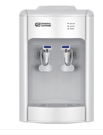 GS5660TT جنرال سوبريم، برادة مياه طاولة بارد / ساخن، تحميل علوي، خزان ستانلس، كمبروسر عالي الأداء قفل أمان للأطفال، أبيض، GS5660TTGS5660TT  General Supreme Tabletop Hot/Cold Water Dispenser, Top Loading, Stainless Steel Tank, High-Performance Compressor, 