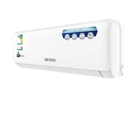 GSINV30C جنرال سوبريم مكيف هواء سبليت دايموند بلو, سعة تبريد حقيقية 27,400 وحدة, ريش ذهبية, تنظيف ذاتي, خاصية الاستشعار, توزيع الهواء في أربع اتجاهات. انفيرترGSINV30C General Supreme Diamond Blue Split Air Conditioner, 27,400 BTU Actual Cooling Capacity,