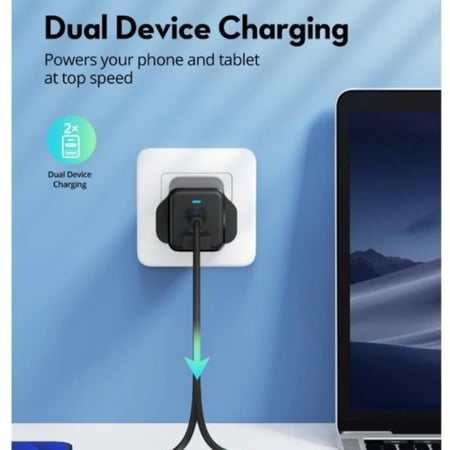 راف باور- شاحن جداري بتقنية GaN بمنفذين 45 واط