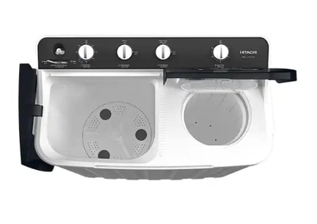 HIT-LTTH0JWTMRG هيتاشي غسالة نصف اوتوماتيك حوضين 10.5 كيلو، أبيض - رمادي, HIT-LTTH0JWTMRGHIT-LTTH0JWTMRG Hitachi Semi-Automatic Twin Tub Washing Machine, 10.5 kg, White-Gray, HIT-LTTH0JWTMRG