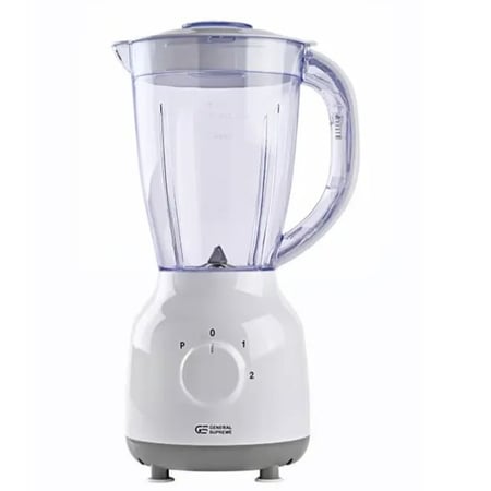 GSBL15WMجنرال سوبريم خلاط كهربائي سعة 1.5 لتر مع مطحنة، 450 واط، ابيضGSBL15WM General Supreme Electric Blender, 1.5 Liter with Grinder, 450 Watt, White