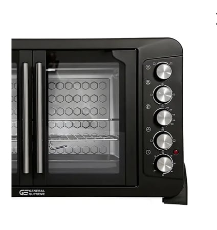 GSEO100BFQ جنرال سوبريم فرن كهربائي سعة 100 لتر، باب فرنسي، 5 مقابض تحكم، 2800 واط, GSEO100BFQGSEO100BFQ General Supreme 100L Electric Oven, French Door, 5 Control Knobs, 2800W, GSEO100BFQ