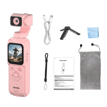 كاميرا أكشن أورلايف 4K 330 °   جهاز تثبيت للتصوير مع خاصية تتبع الوجه، شاشة لمس 1.72 بوصة، كاميرا رقمية محمولة بدقة 64 ميجابكسل، كاميرا رياضية واي فاي