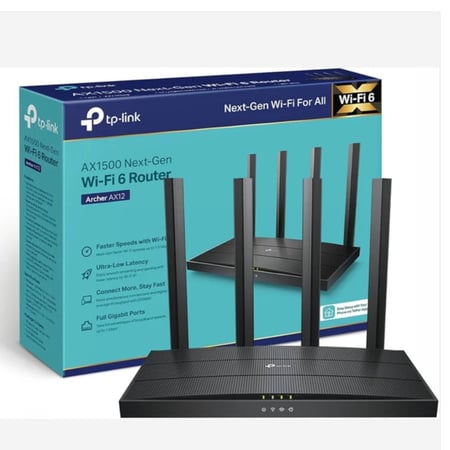 راوتر تي بي لينك آرتشر AX12 AX1500 ثنائي النطاق واي فاي 6 TP-Link Archer AX12 AX1500 Dual-Band Wi-Fi 6 Router