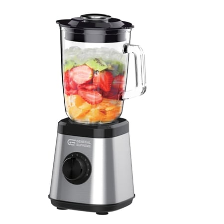 GSBL15B1Mجنرال سوبريم خلاط كهربائي، سعة 1.5 لتر، إناء زجاجي، 1000 واط، ستيل  (1)GSBL15B1M  General Supreme Electric Blender, 1.5 Liter Capacity, Glass Jar, 1000 Watt, Steel  (1)
