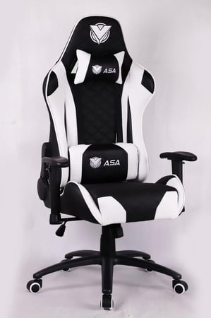 لعلامة التجارية: ASA  كرسي مكتب للالعاب دايموند من ايه اس ايه ، كرسي العاب فيديو مريح جلد قابل للامالة، مسند ذراع قابل للتعديل، كرسي العاب بظهر مرتفع بمسند راس ودعم اسفل الظهر