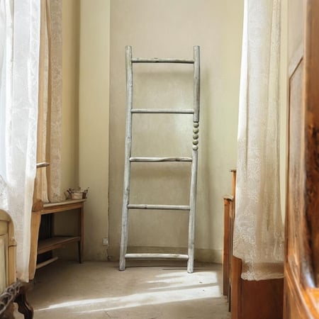 سلم خشب ديكور ريفي الارتفاع 145 سم