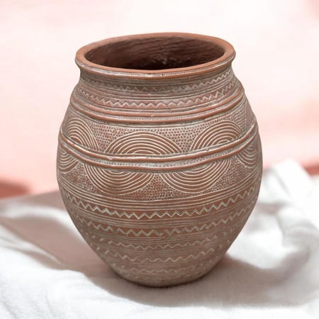 فازه سيرميك تصميم كلاسيك برتقالي 33×22×22سم