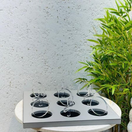 لعبة تيك تاك تو ديكور من الخشب ملبس جلد -40×40×10سم