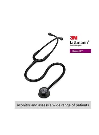 سماعة الطبيب ليتمان كلاسيك من 3M قطعة صدر اصدار اسود انبوب اسود 27 انش 5803 LITTMANN