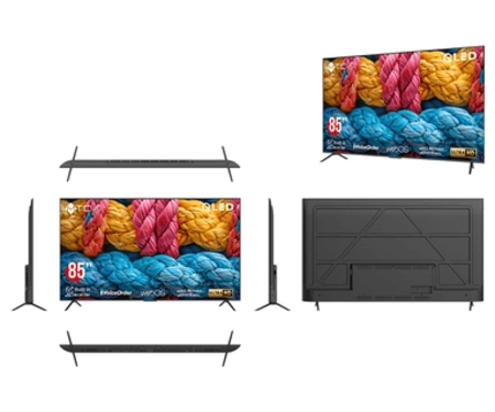 شاشة ام تي سي 85 بوصة دقة 4K UHD سمارت QLED مع حامل جداري – QMT85UH700WOS