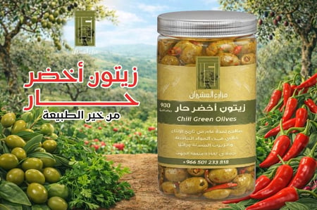 زيتون أخضر حار ١ كيلو