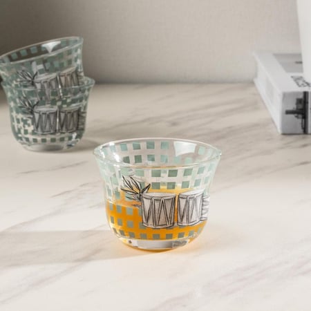 طقم فناجين قهوة مجموعة السَّمَر 6 قطع أزرق/أخضر