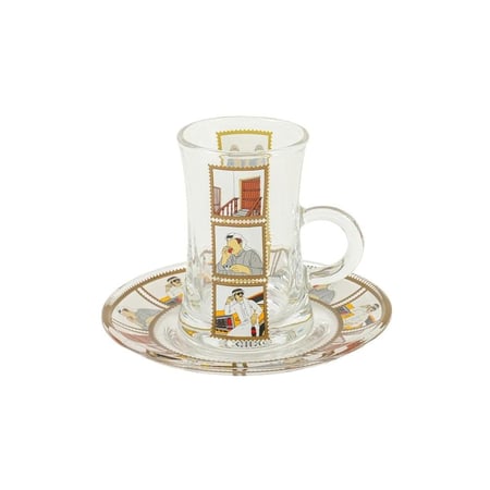 طقم إستكانات زجاج ( مجموعة موروث )  6 قطع متعدد الألوان