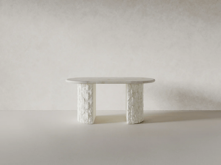 طاولة طعام بيضاوية حجرية منحوته