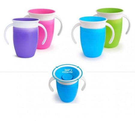 منشكن اكواب تعلم الشرب مع مسكات تتحكم بالتدفق360 درجة عمر 6 اشهر واكبر مجموعة من قطعتين