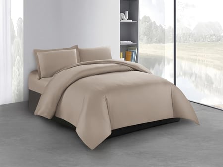 مفرش PEDRO بتقنية التبريد المضاعف مفرد ونص - 140×200 سم - 4 قطع - بيج غامق