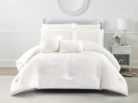 مفرش ANALIA فاخر جاكار مزدوج - 200×200 سم - 10 قطع - أبيض