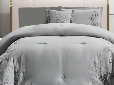 مفرش VONTY صيفي مطرز مفرد ونص - 140×200 سم - 6 قطع - رمادي