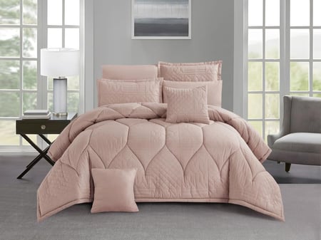 مفرش NORA صيفي مزدوج - 200×200 سم - 10 قطع - وردي لحمي